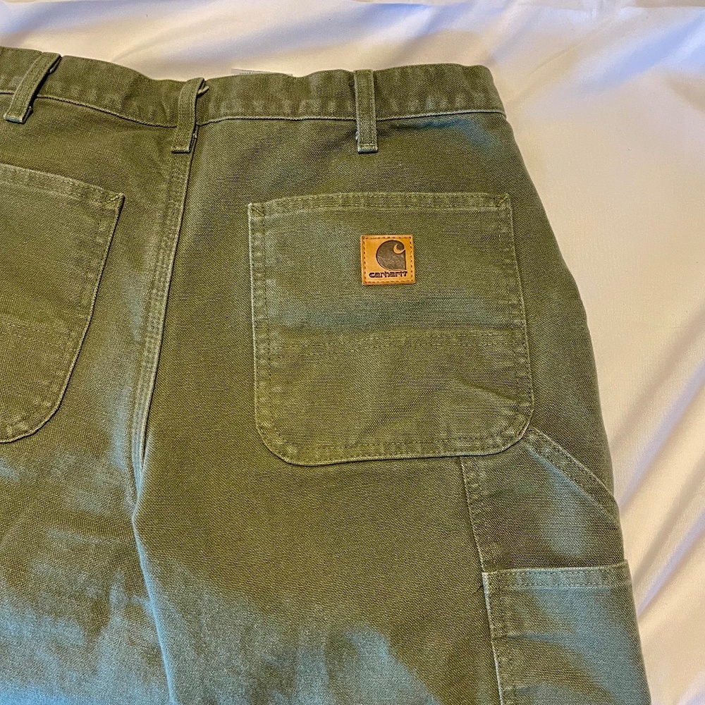 Carhartt Duck Work Pants Flannel Lined 32x36 Moss